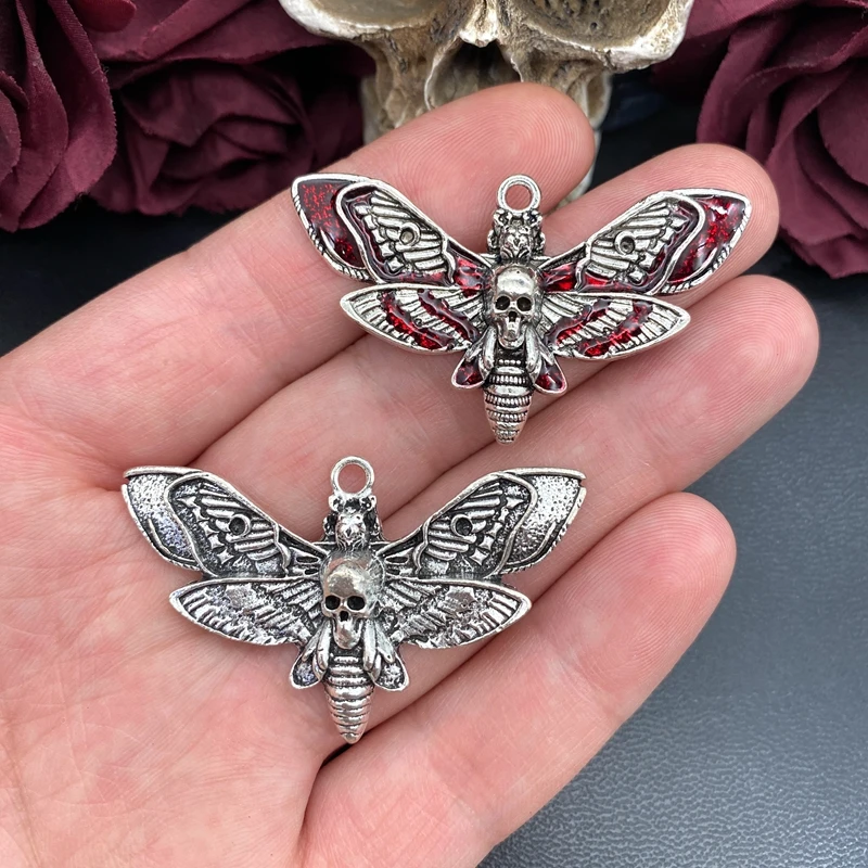 4Pcs Gothic Death Moth Charms for DIY Jewellery Making
