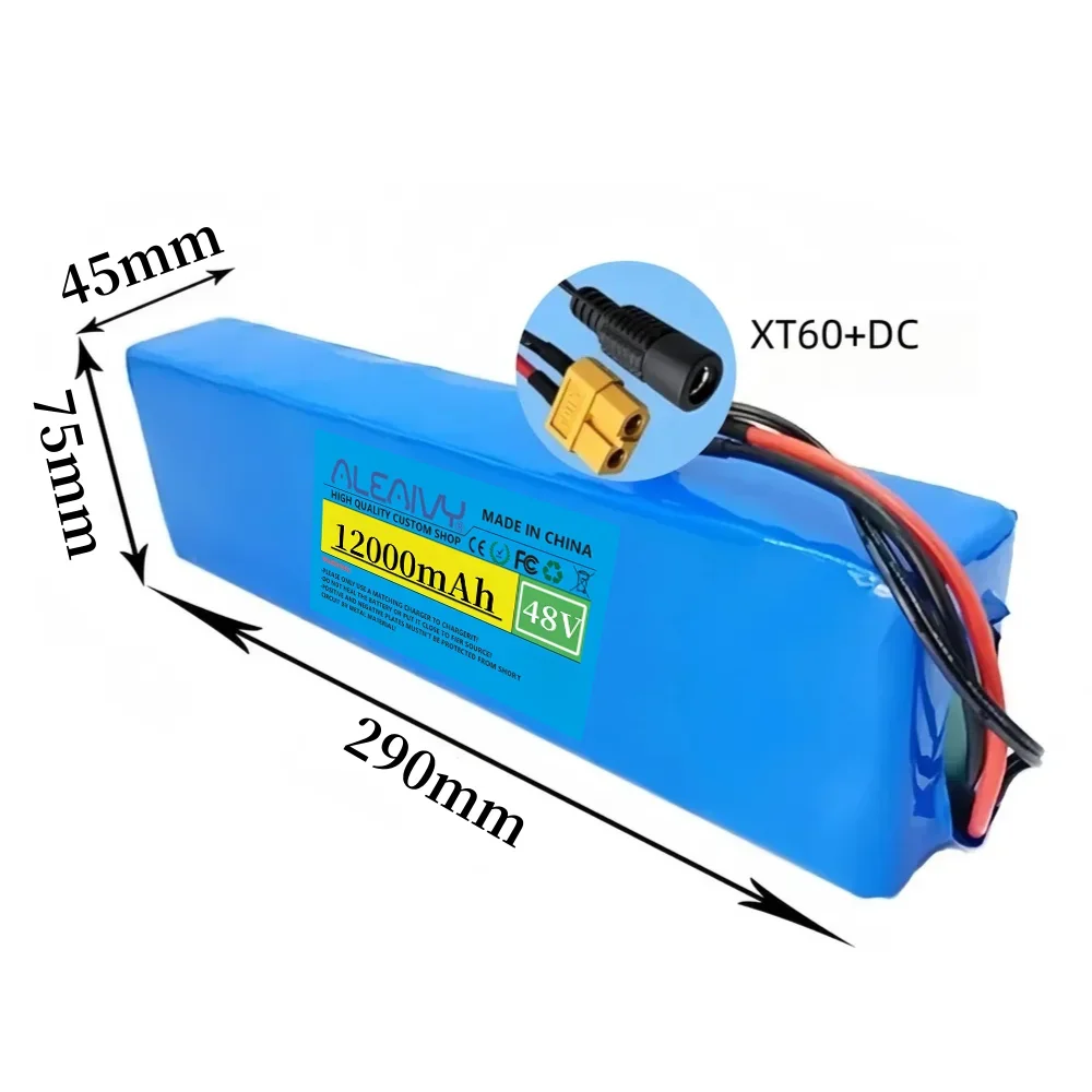 

Upgraded 48V 12000mAh 21700 Battery Pack 13S2P - Compatible with 700W Electric Scooter/Bicycle Includes 54.6V Charger.