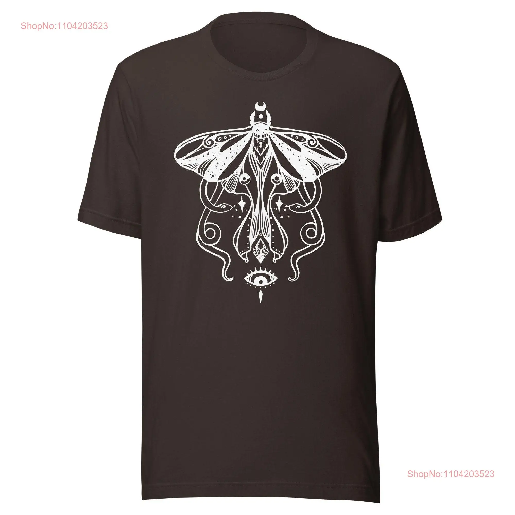 Brown Luna Moth T Shirt Dark Mori Kei Aesthetic Goblincore Alt Clothing Goth s long or short sleeves