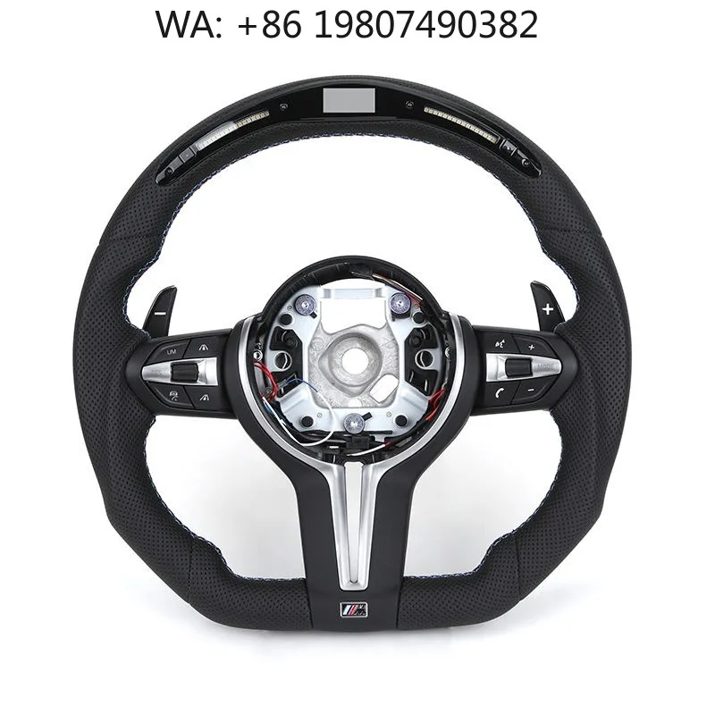 

LED Equipped Perforated Leather Steering Wheel, Custom Sport Upgrade Parts Fit Multi Generation Classic Luxury Sedan Interior Re