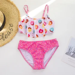 2024 Girls Ruffle Bikini Bathig Suit Women Swimsuit Gradient Floral Swimwear for Children 449  소녀 수영복