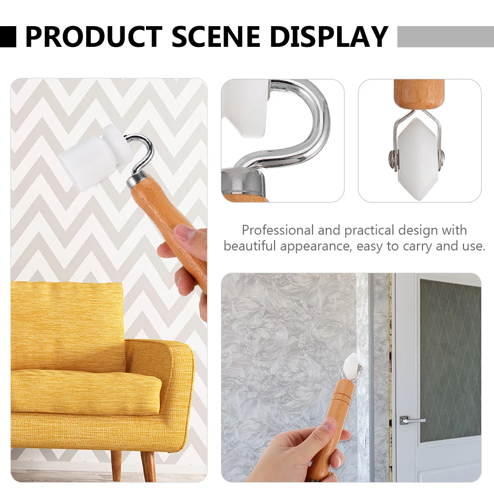 

2 шт., ролик для швов обоев, деревянная ручка, плоский прижимной ролик для обоев, гладкая виниловая пленка, автомобильная звукоизоляция