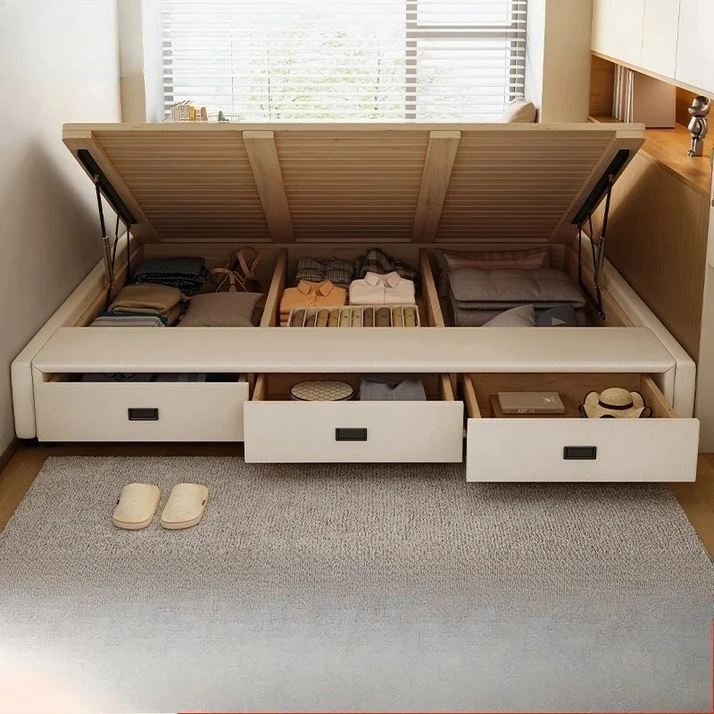 high quality No bedside Three-drawer storage bed