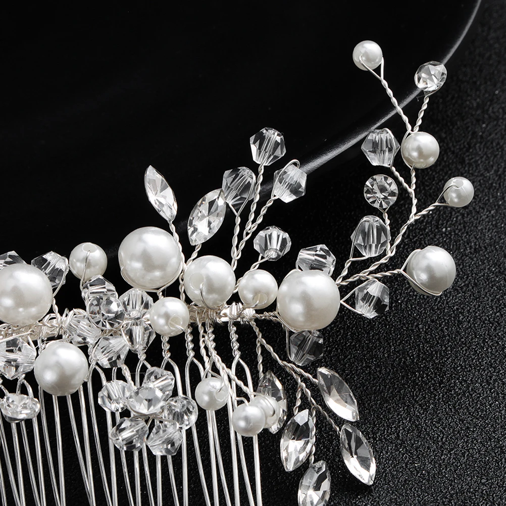

Pearl Comb Elegant Headdress Hair Accessory for Women Rhinestone Bridal Supply Artificial Hairpin Styling Aid Delicate Charm