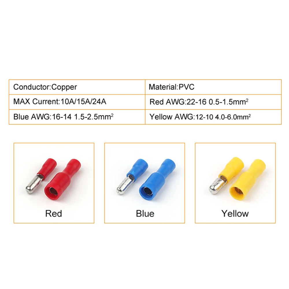 50 قطعة/25 مجموعة معزول محطات تجعيد الكهربائية ذكر أنثى رصاصة التوصيل المقبس سريعة لصق سلك موصل PVC MPD/FRD 22-16AWG