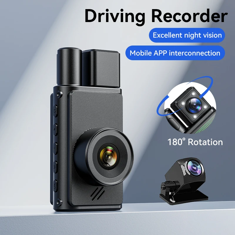 X101 3 Channel Dash Camera Time-Lapse & Loop Recording  DVR 24-Hour Parking Surveillance Front and Rear View Driving Recorder