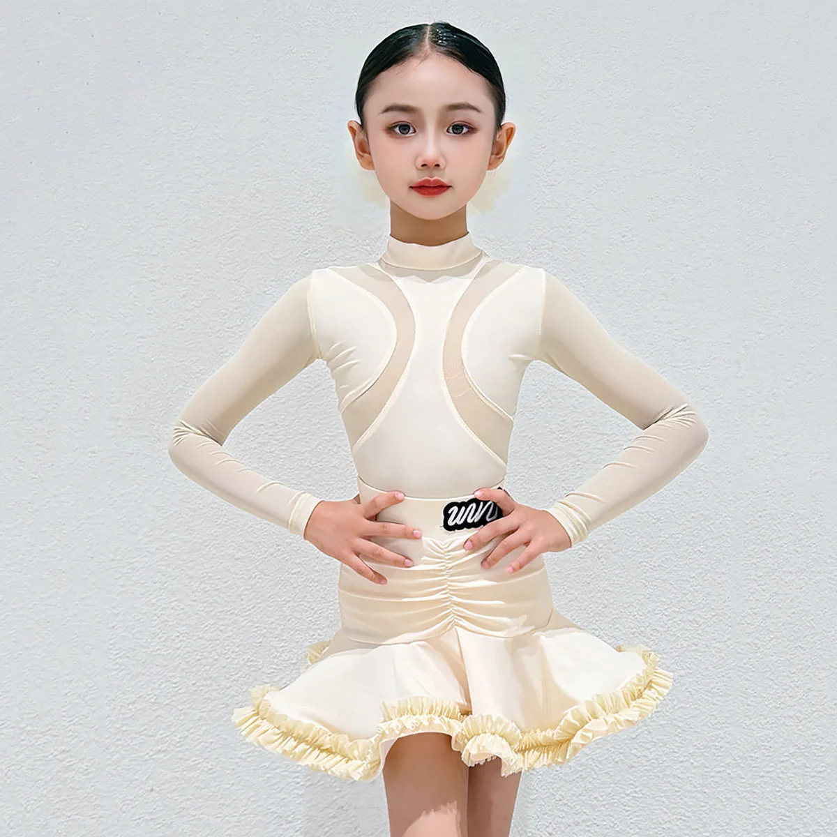 girls-latin-dance-competition-costume-children-professional-standard-long-sleeve-bodysuit-and-ruffles-skirts-dancewear