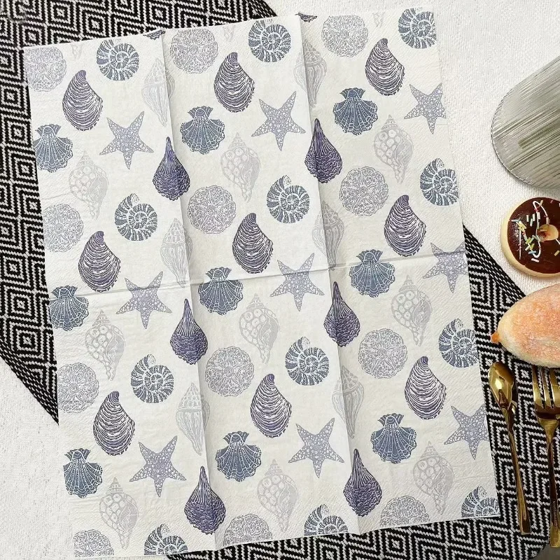 20pcs 33*40cm 3-Ply Ocean Collection Starfish Print Rectangle Paper Napkins Party Print Paper Placemat Butterfly Bone Bart Paper