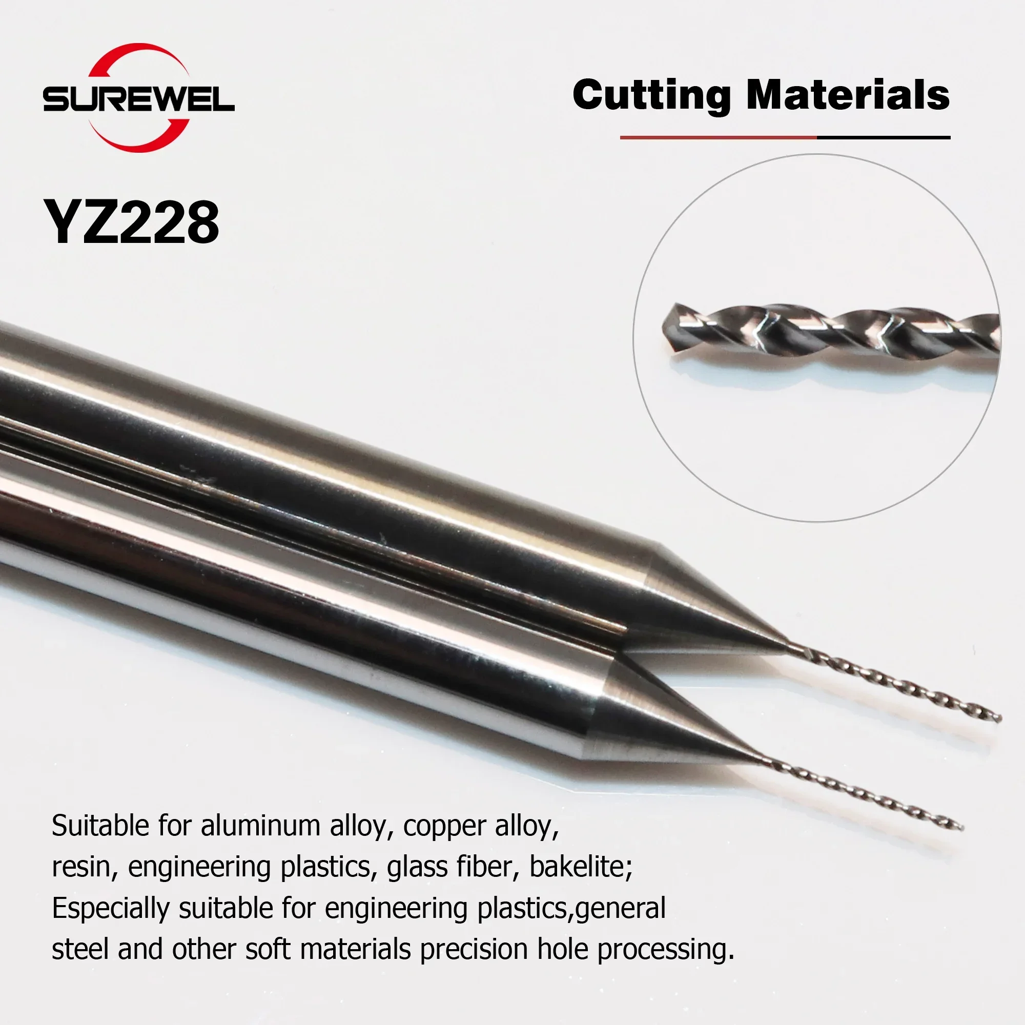 SUREWEL 0.1mm to 1.69mm Micro Carbide Drill Bit Precision Mini Drill Hole Maching CNC Solid Monolithic Metal Drill For aluminum