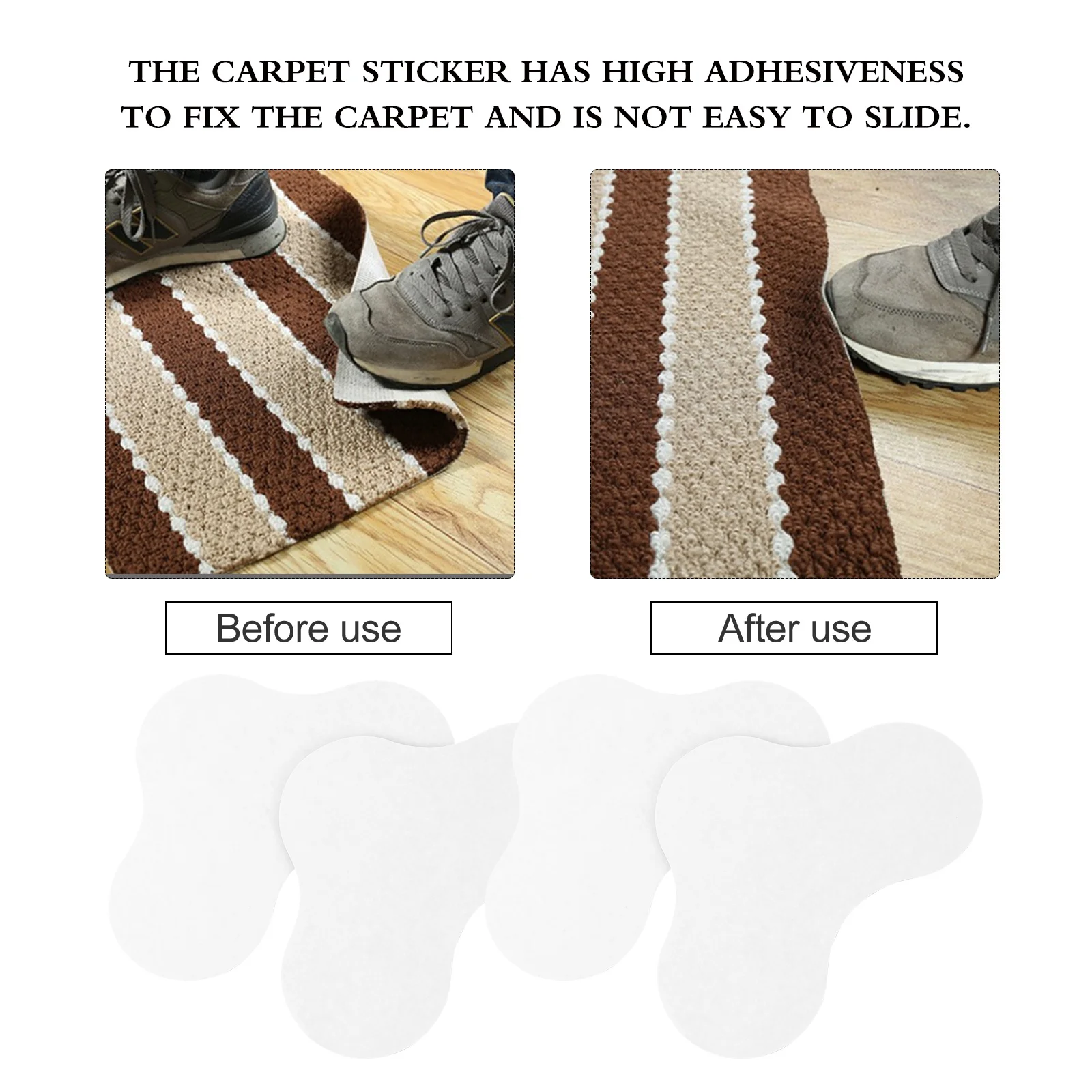 

10Pcs Carpet Anti-Slip Patch Rug Non-Slip Stickers Self-Adhesive Carpet Holder for Smooth Flat Floors Hardwood Tile
