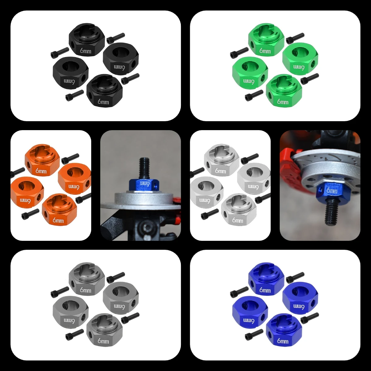 

GPM Alloy Hex Adapters 6mm Thick For AXIAL 1/10 RBX10 Ryft Rock Bouncer AXI03005