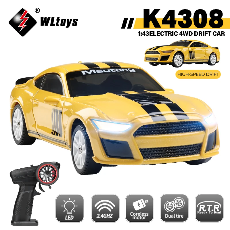 

WLtoys K4308 1:43 2.4G RC Drift Racing Car With LED Lights 4WD Gyroscope High Speed RTR Remote Control Car Toy For Kid Gift