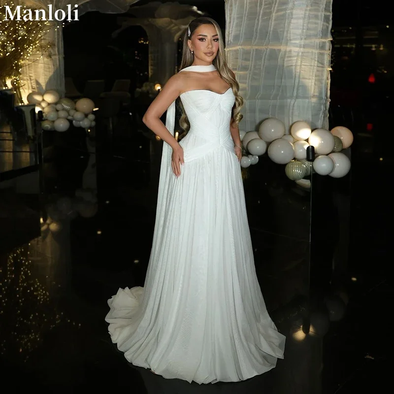 

Богемное свадебное платье без рукавов, пляжное, А-силуэт, из шифона, для невесты, в стиле принцессы, бальное, на заказ