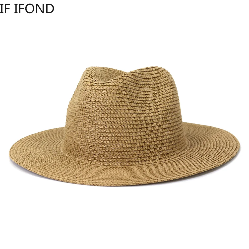 Wholesale Sun Hats Men Women Summer Panama Wide Brim Straw Hats Fashion Colorful Outdoor Jazz Beach Sun Protective Cap