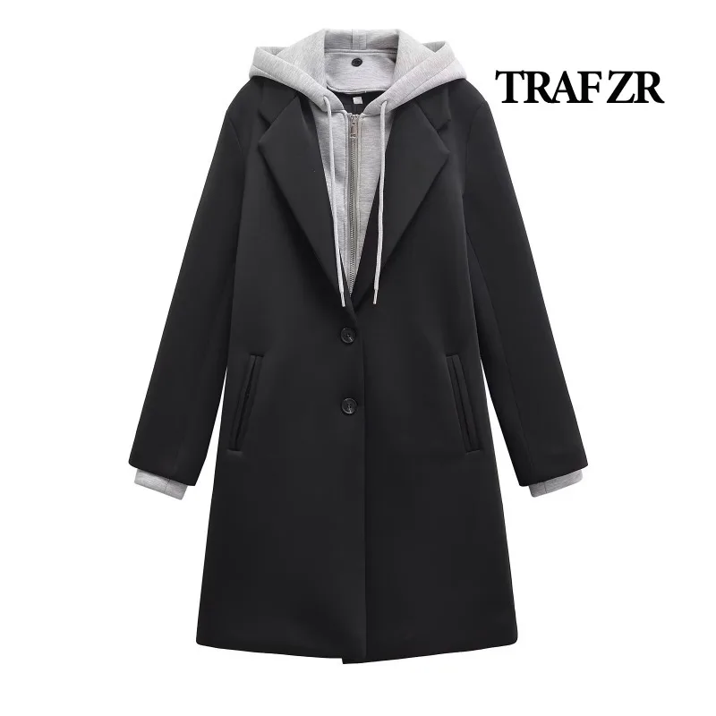 TRAF ZR Casual Coats Luxury Trench Coat for Women Fall Fashion Hooded Windbreakers Women\'s Chic Trench Long Coat New in Coats