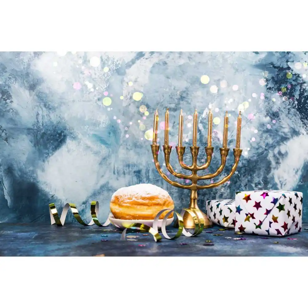 Judaism Happy Hanukkah Photography Backdrop Jewish Jesus Passover Candlestick Party Decor Photographic Background Photo Props