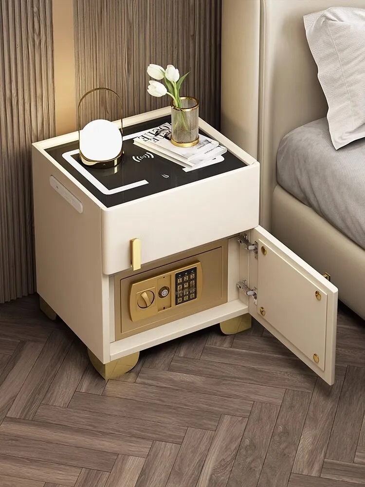 Electronic keyboard lock embedded double-layer structure bedside table