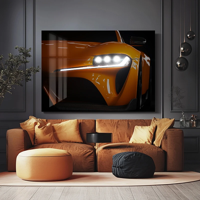 

Customized LOGO Modern 4S shop decor accessories Acrylic Painting Neon Car poster LED Glowing Painting Wall Decoration