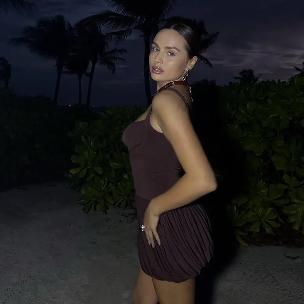 Gonna ort sexy senza spalline a trapezio Dr Pure Color pieghettata con cuciture in vita senza Sve k Sle a vita alta estiva Dr