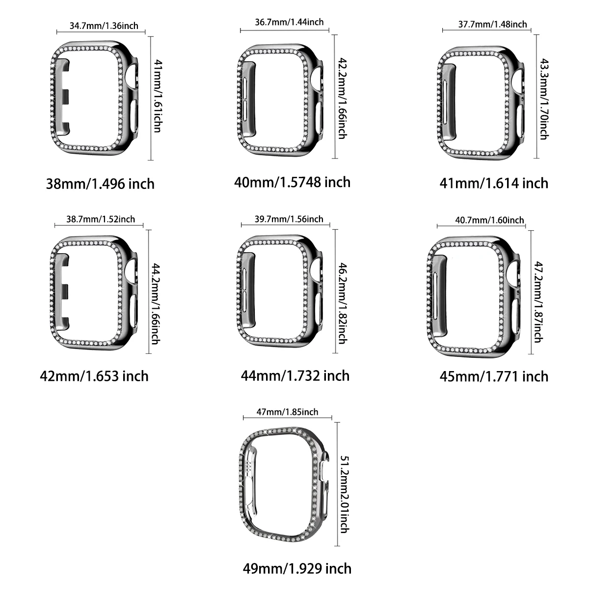 img Diamond Case For Apple Watch Cover 9 8 7 41mm 45mm 44mm 40mm Bling Bumper Protector Shell For iWatch Series 8 3 4 5 6 SE