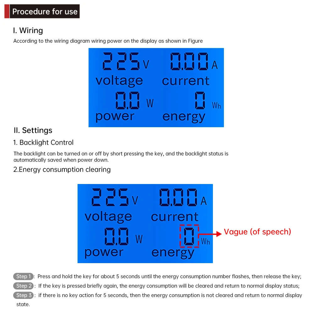 PZEM-021-VH Digital LCD Power Meter Multifunctional Digital Power Detection Instrument Energy Indicator AC 80-260V