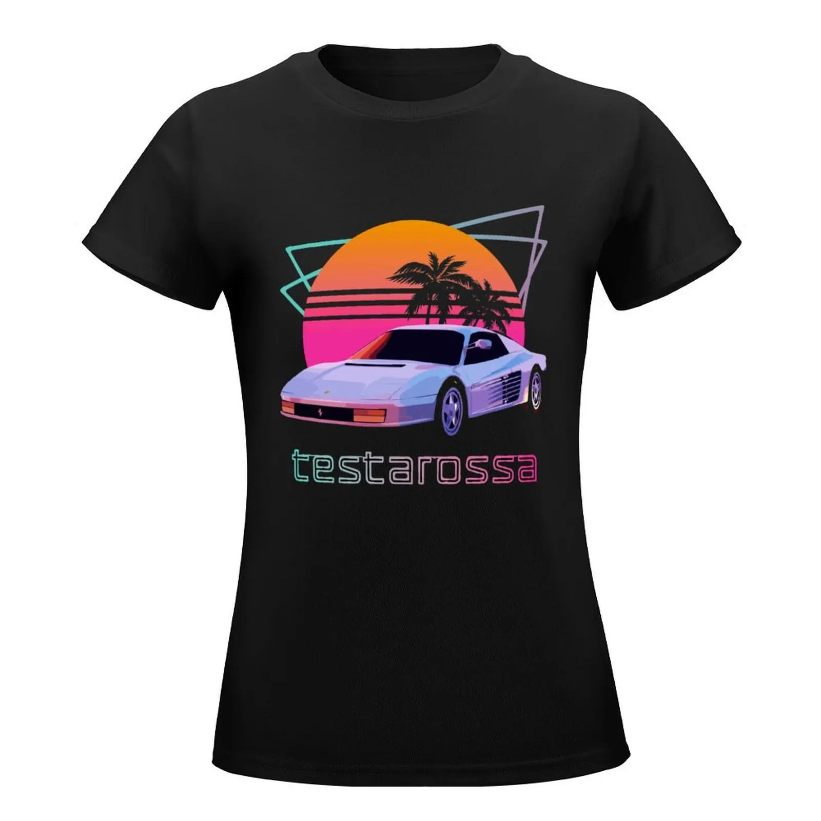 80s Retrowave Testarossa T-Shirt tees Short sleeve tee graphics oversized white t-shirt dress for Women sexy