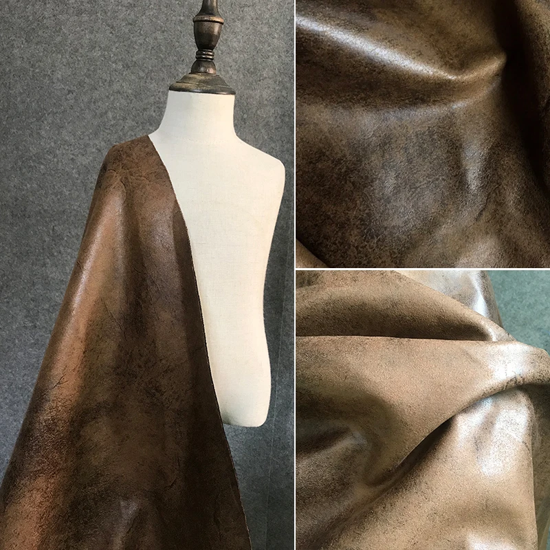 Leather Fabric for Sewing Jackets Handbags Dead Leaves Yellow Black Spots Kraft Paper Vintage Texture Leather Designer Fabric