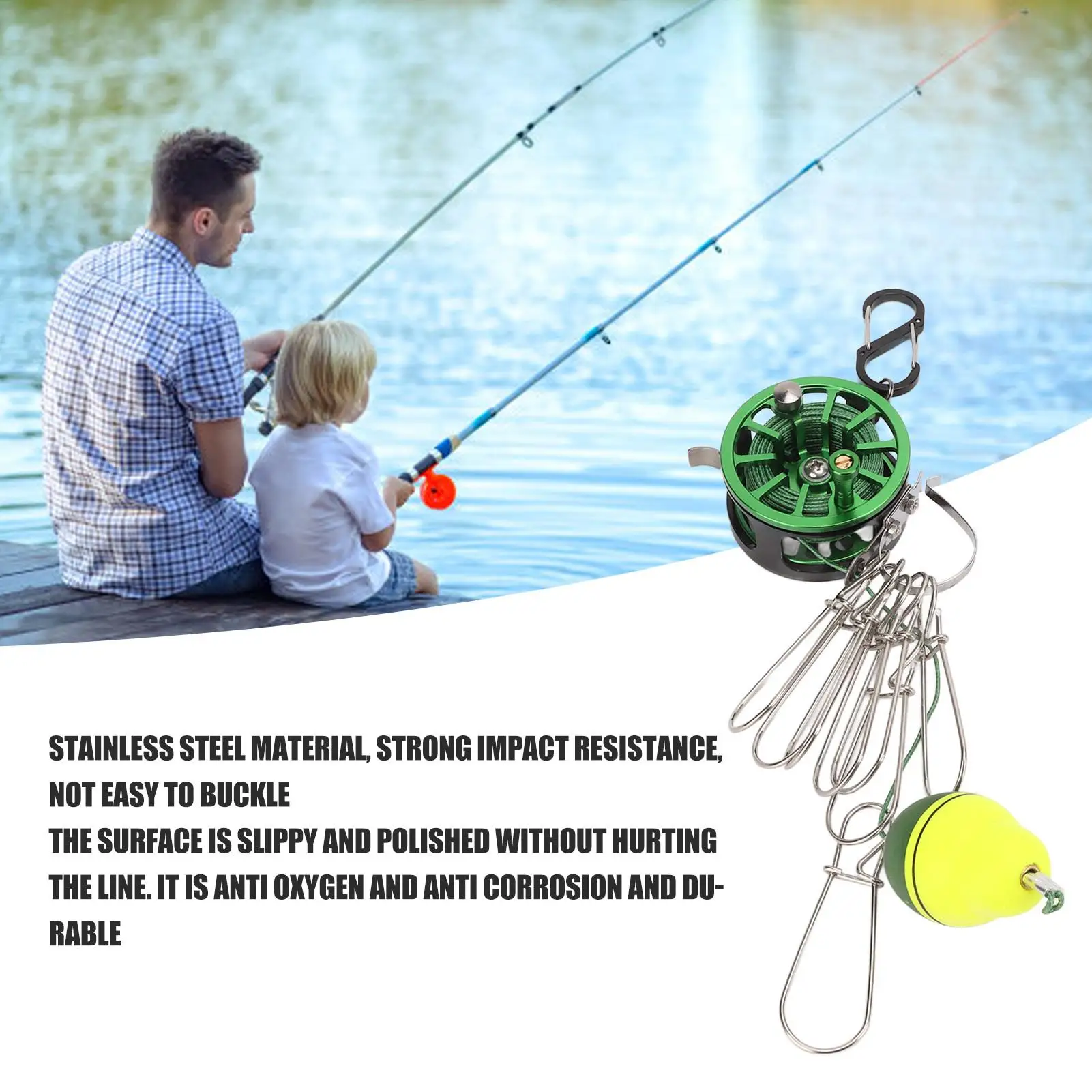 6/7m Portable Telescopic Live Fish Stringer Clip - Waist Hanging Lock Buckle Fishing Reel Handle