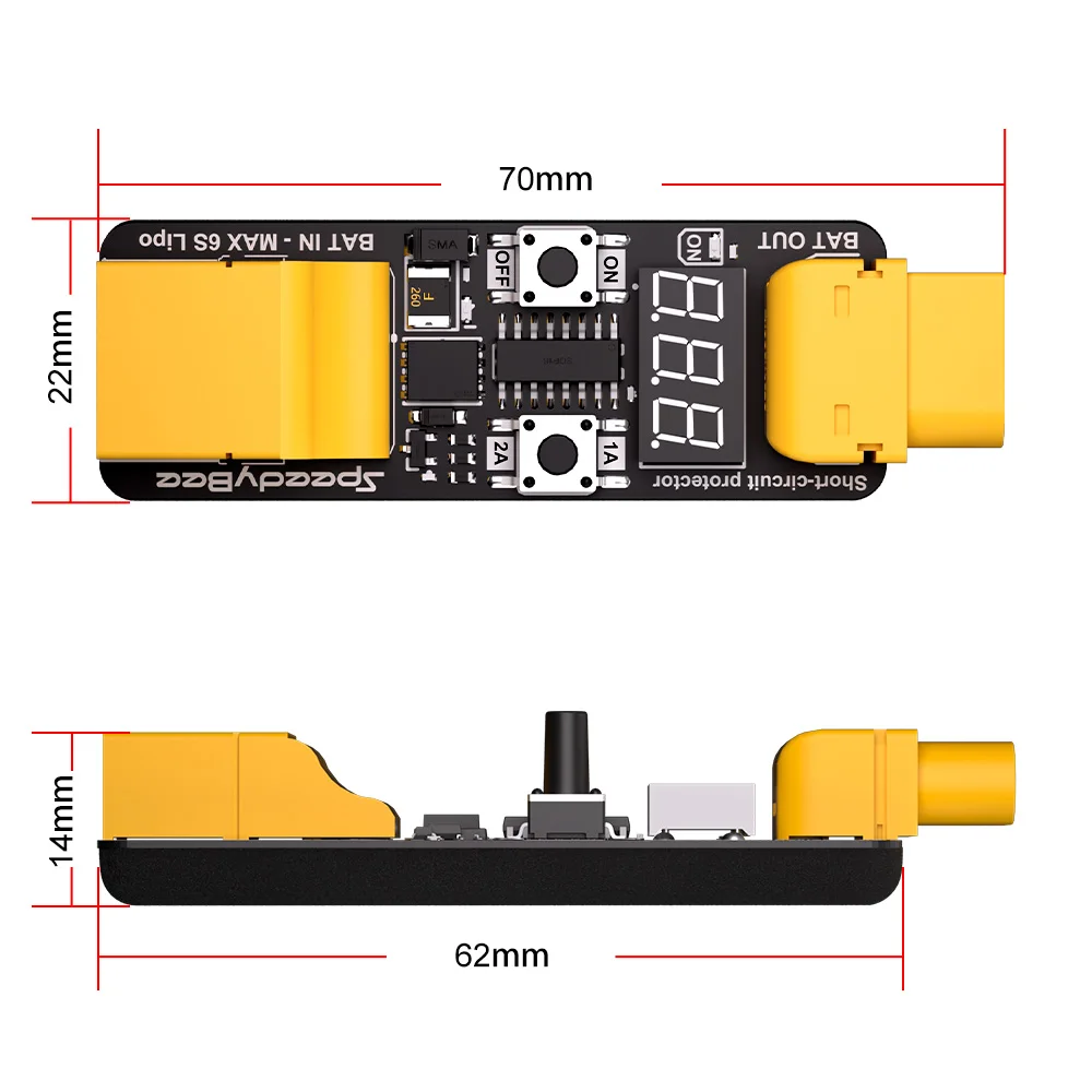 SpeedyBee Anti Short Circuit Module 4-6S 1A/2A Current Limiting for RC Flight Stack Durable Electronic Component