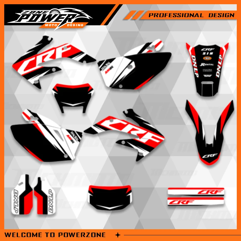 Powerzone Motorcycl Graphics Background Decals Stickers Kits For Honda CRF250X 2004 2005 2006 2007 2008-2019 Number Name Custom