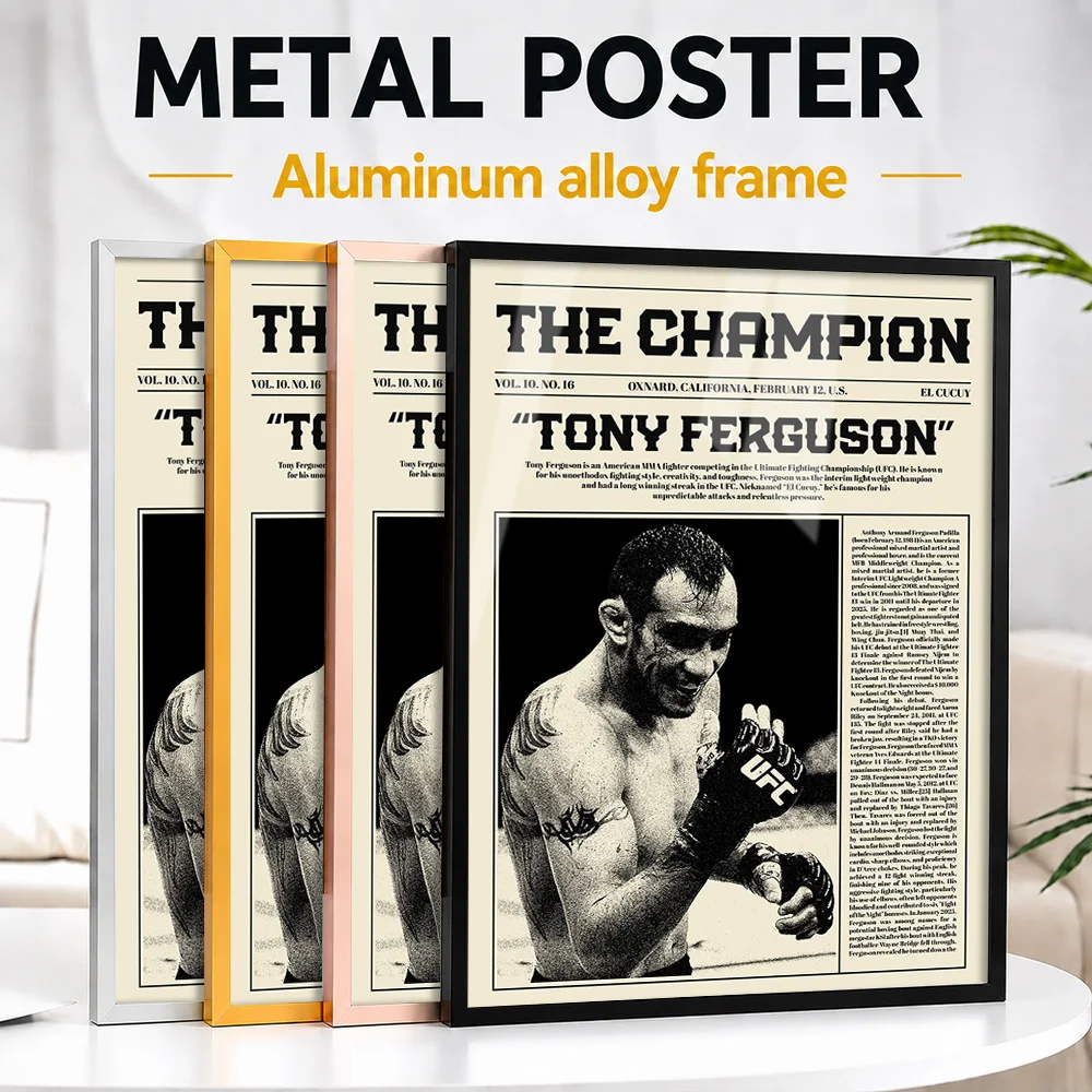 Tony Ferguson MMA Champion Framed Aluminum Metal Poster Customized Photo Traditional Warrior Style Wall Art For Training Studio