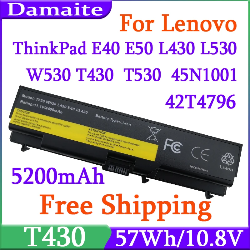 

45N1001 45N1000 T430 Laptop Battery for Lenovo ThinkPad T430 T430I T530 T530I W530 SL430 SL530 L430 L530 45N1104 45N1105 45N1013