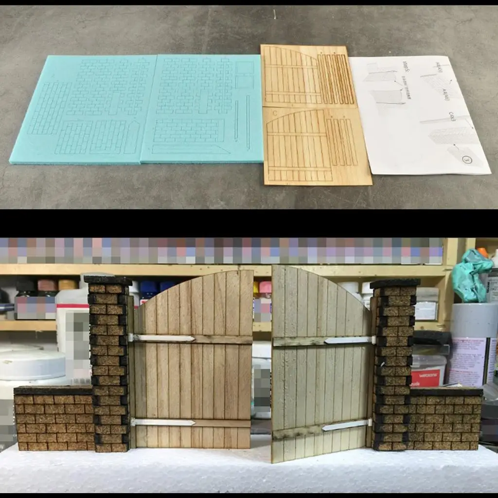 Unassembly 1/35 Scale Building Model Kits, Wooden 3D Puzzles Handmade Layout Diorama for Architecture Model Building Materials