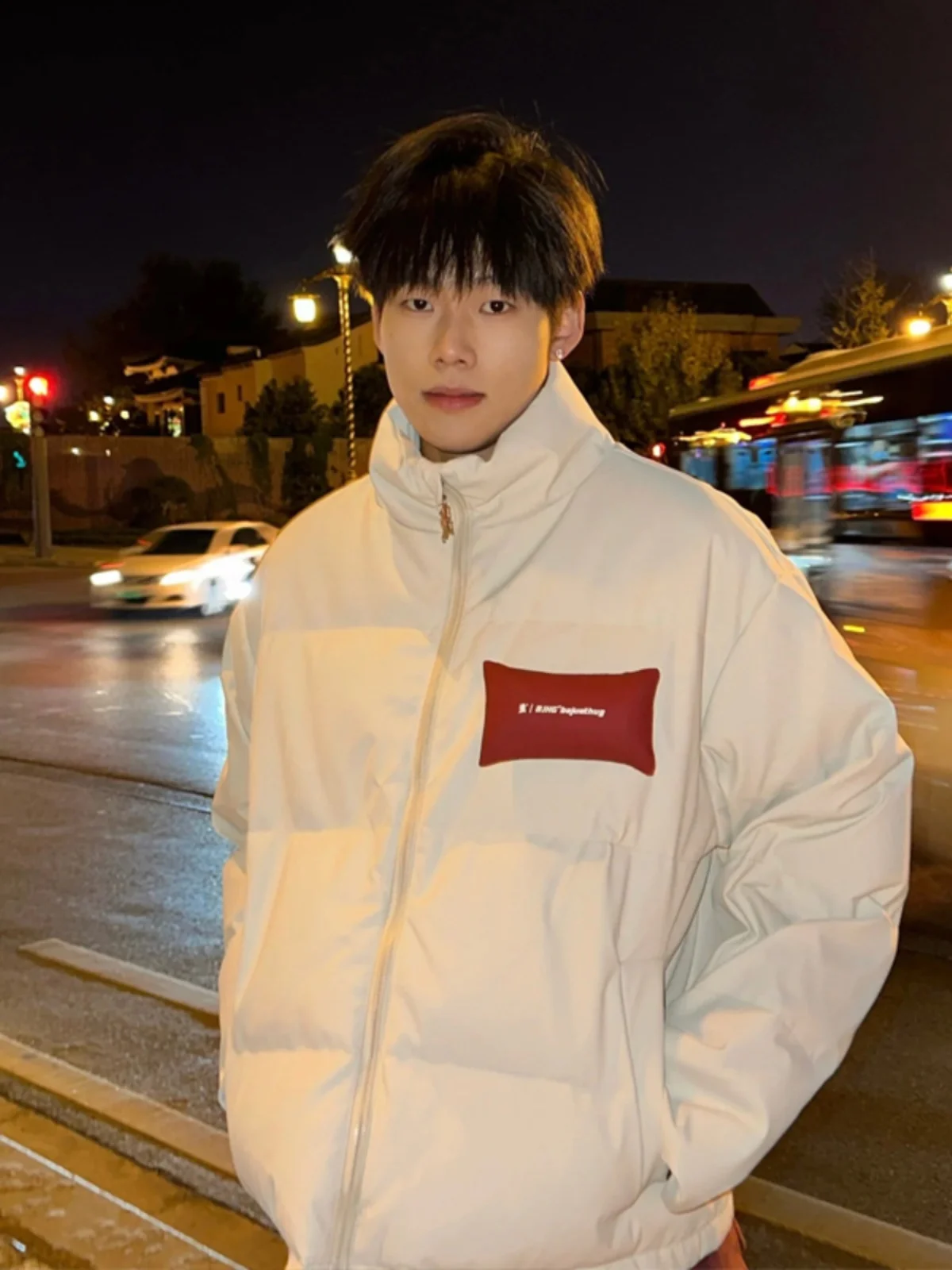 

Thickened PU Leather down Jacket Men's Winter New Style American Retro Stand Collar Warm Outerwear High-End Sensation Youth T...