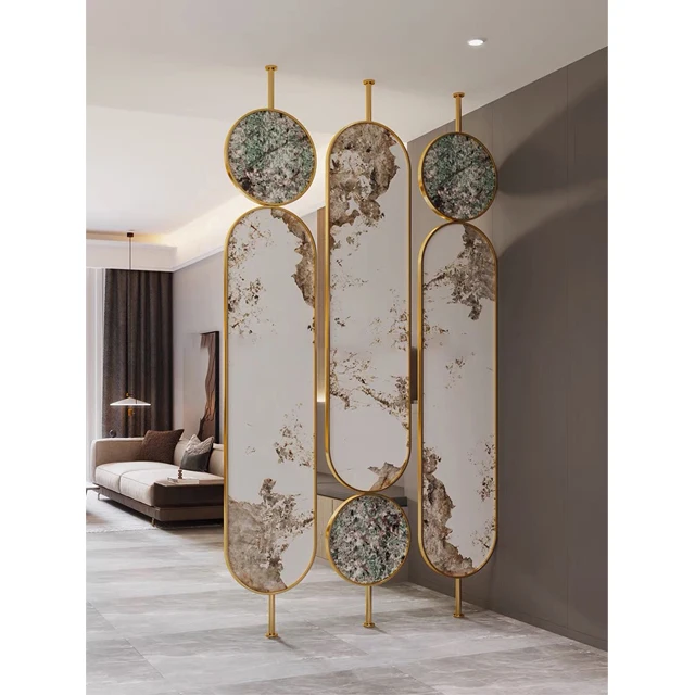 

Marble Screens Stainless Steel Room Metal Partitions Dividers For Nail Hair Salon Office House Decoration