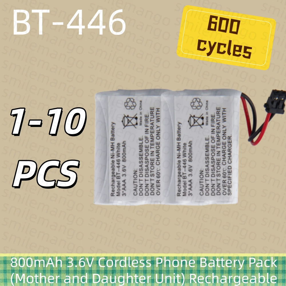 1-10PCS Batería de teléfono inalámbrico de 3,6 V 800 mAh para Uniden BT-446 BP-446 BT-1005 ER-P512