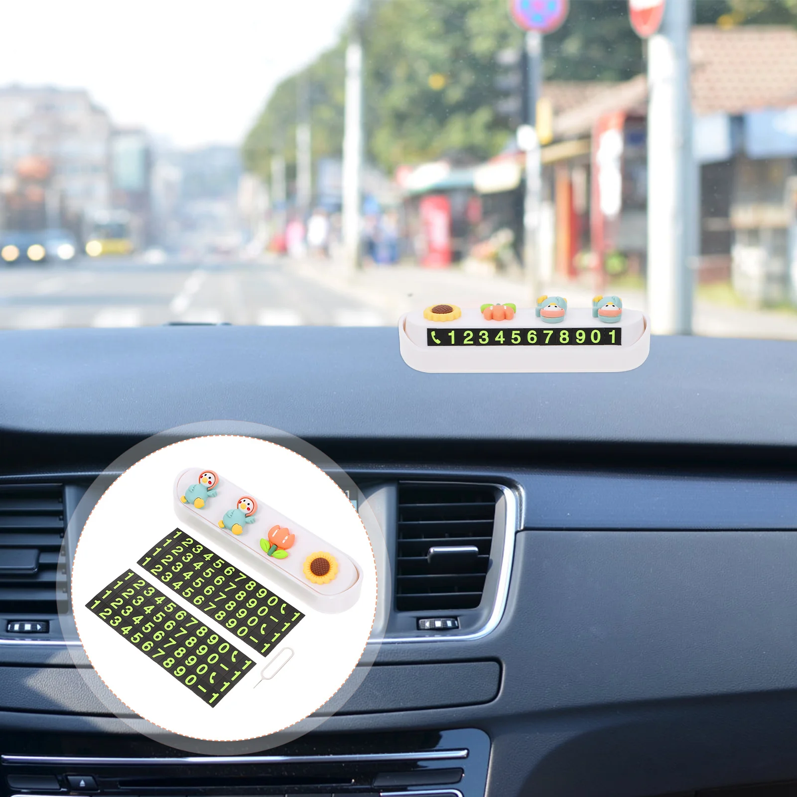 

Temporary Parking Card Funny Cartoon Car Phone Easy to Use Durable Frostproof Car Privacy Protection