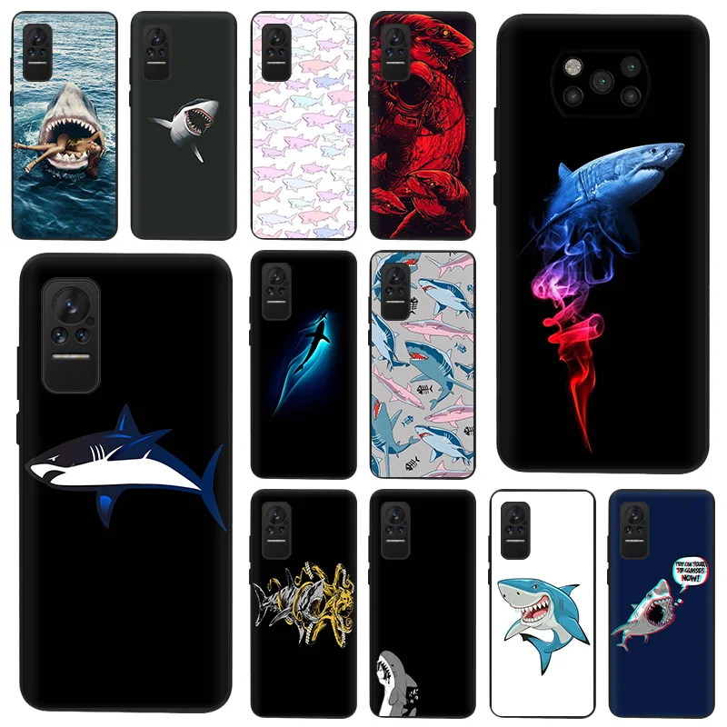 

Soft Silicone Cartoon Cute Shark Matte hone Case For Xiaomi Poco X3 X4 M3 M4 Pro NFC F3 Camera Protection Mi 9 SE 8 A2 Lite 9T