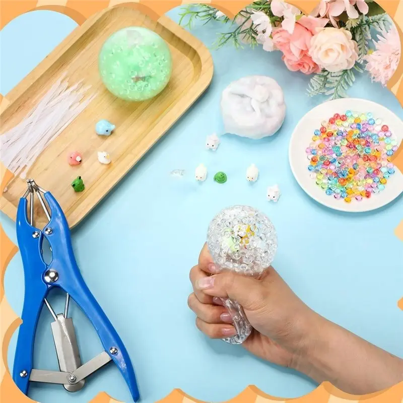 ABXE-DIY Stress Ball Making Kit Milky Blank With 12 Skins Empty Squeeze Balls Fill Beads Expander Tool