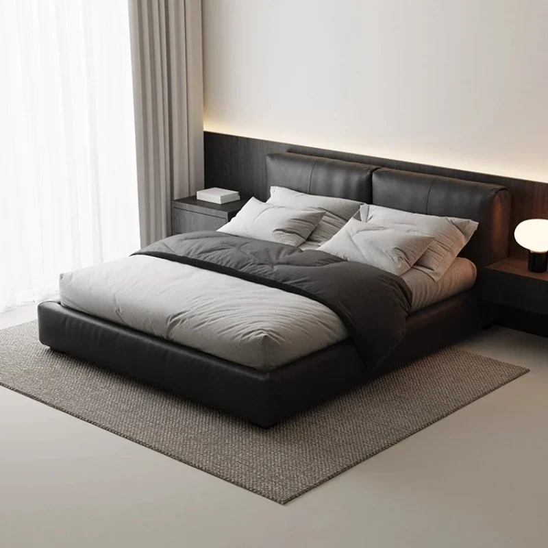 

180x200cm Master bedroom Modern king size Soft package wedding Composite leather headboard Double bed frame twin queen furniture
