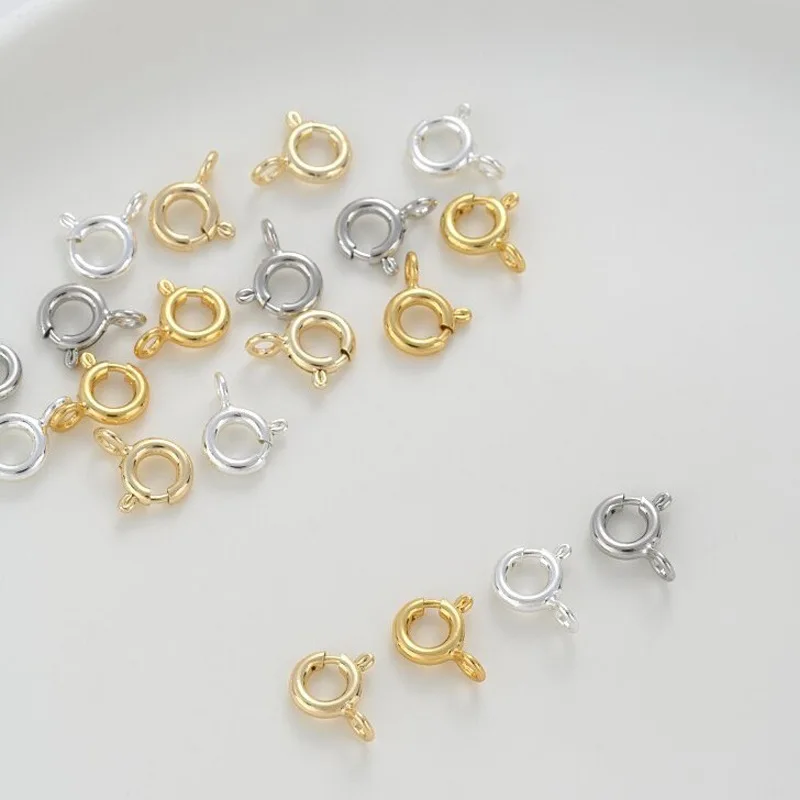 Closed Spring Buckle High Quality 14K Gold Color Q Buckle DIY Bracelet Necklace Connection End Buckle Jewelry Accessories