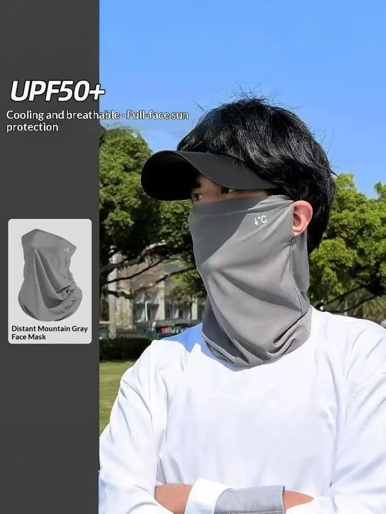 AliExpress NONE New Summer Sunscreen Ice Silk Mask Neck UV Protection Face Cover Sunscreen Face With Brim Outdoor Cycling Sun Protection Caps