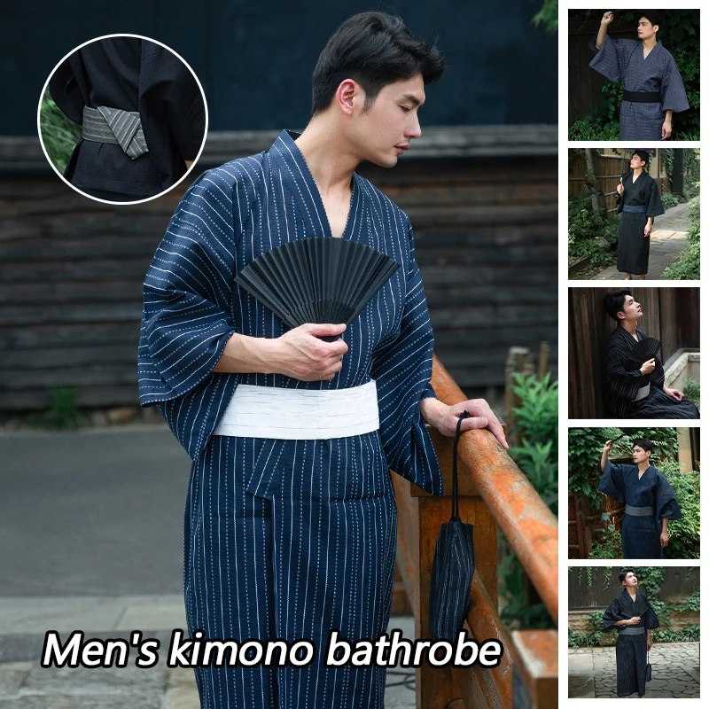 14 Styles Traditional Japanese Kimono Robe Pajamas Men Samurai Cosplay Costume Gown Suit Housewear Sleepwear Bathrobe Sauna Wear