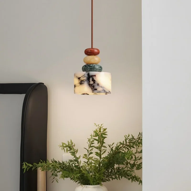 Natural colored stone pendant light Nordic marble LED pendant light suitable dining room living room bedroom home decoration