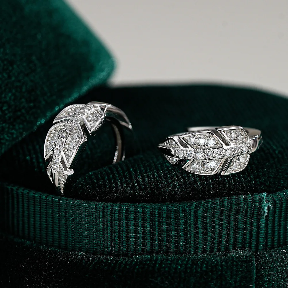 

Full Moissanite Leaf Cluster Earrings for Women Lab Diamond GRA Certified S925 Silver 18K White Gold Plated Hoop Earring Jewelry
