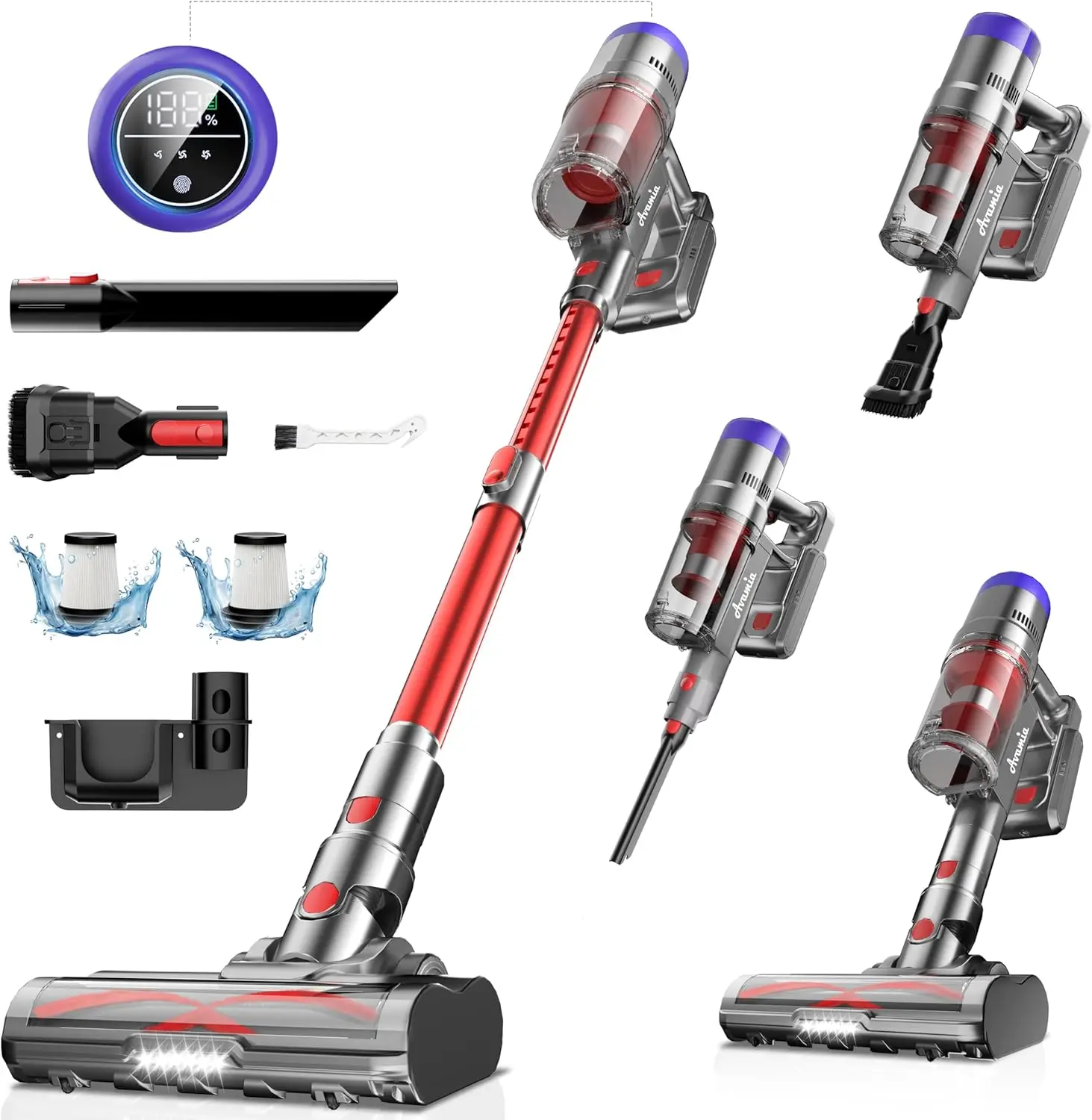 Cordless Stick Vacuum Cleaner, Up to 55 Mins Lightweight Vacuum with Brushless Motor, LED Screen, Anti-Tangle Brush