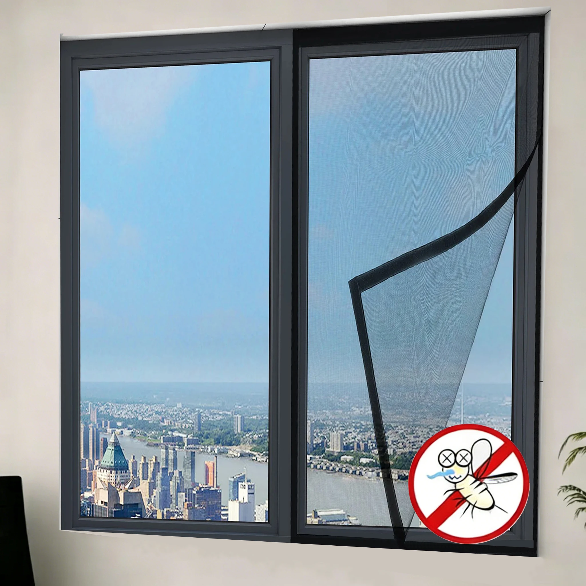 Invisible Summer Window Screen, Self-adhesive & Punch-free, Suitable for Household Bedrooms, Living Rooms and Balconies
