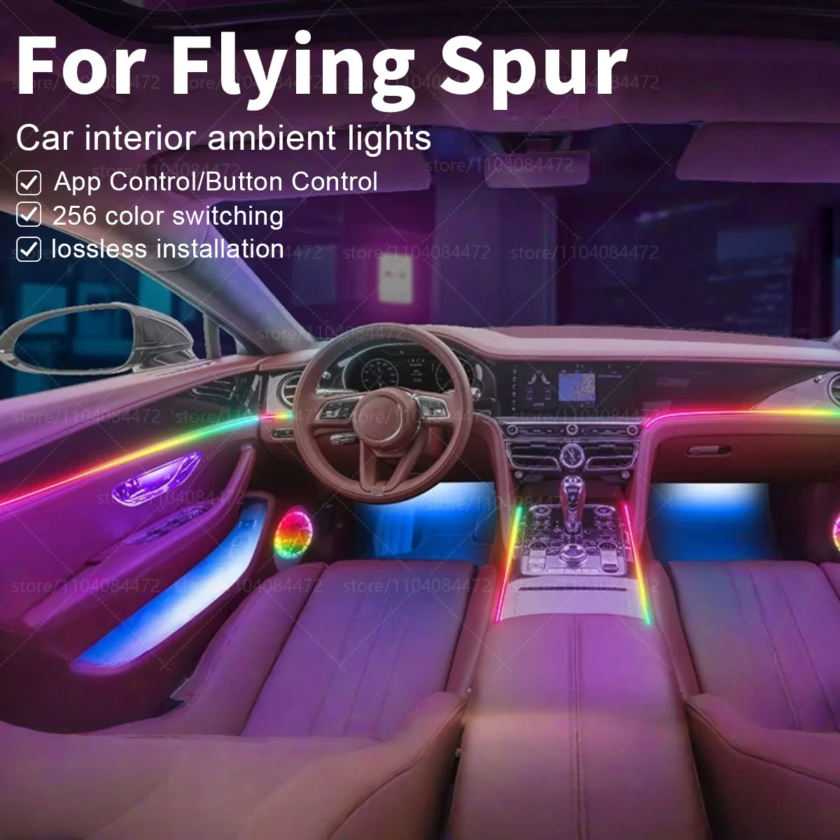 For Bentley Flying Spur 3Y/4N 22in1 RGB Car Interior Acrylic Car Ambient Lights RGB Hidden Acrylic Strip Decoration Accessories