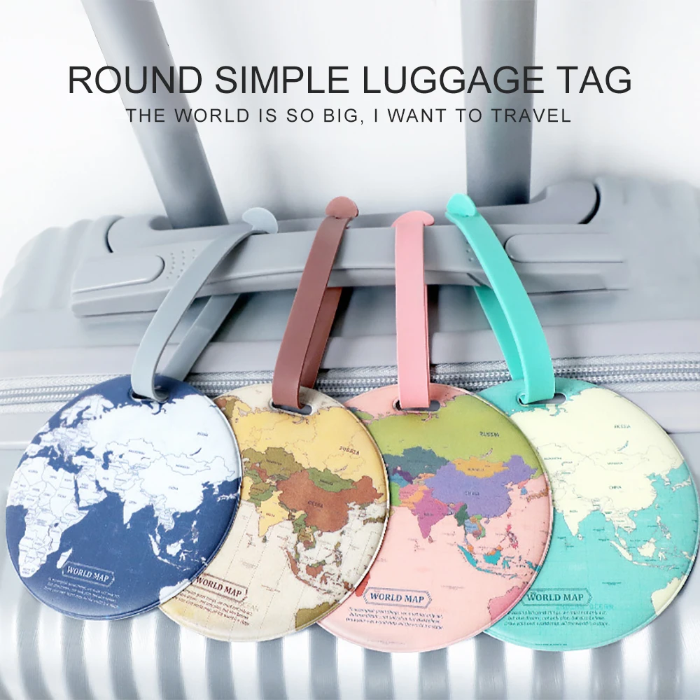 Fashion Map PVC Luggage Tag Women Travel Suitcase ID Address Name Holder Baggage Boarding Tag Portable Label Travel Tags