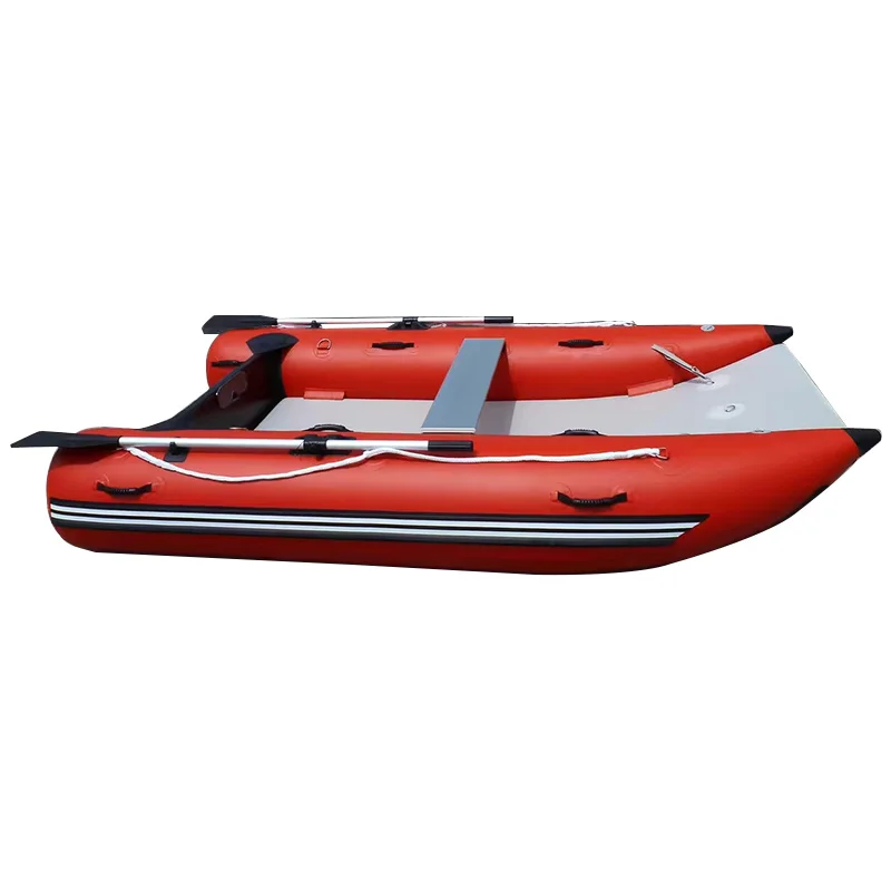 

Factory Stable Folding Dinghy Inflatable Floor Fishing Catamaran Boat With Outboard Motor